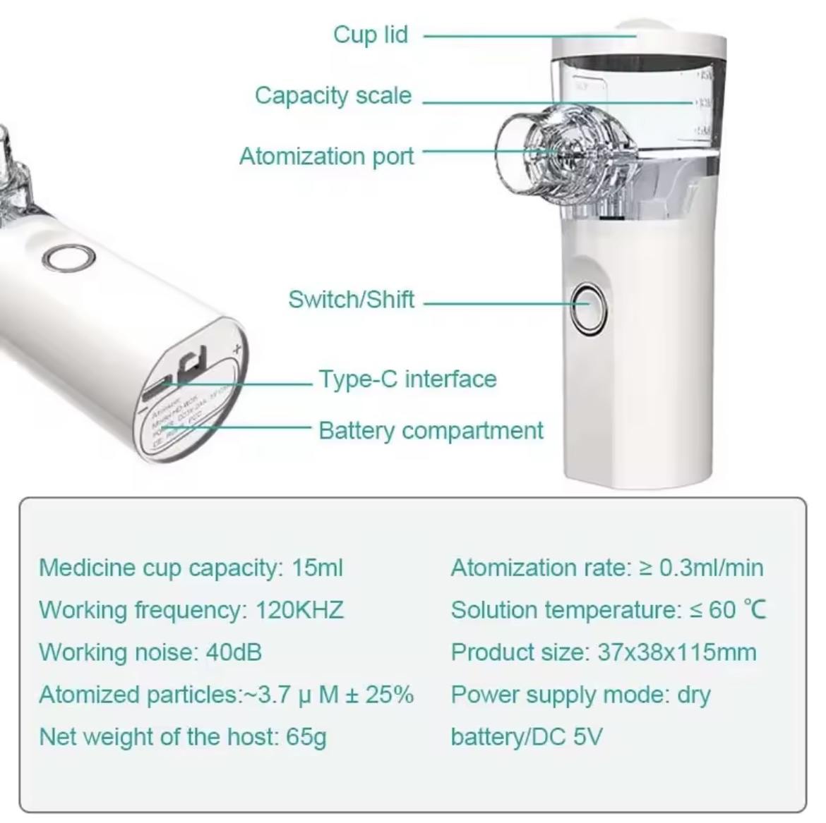 Miniatura 2 de Nebulizador portátil recargable
